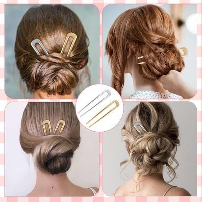 French Hair Pins, 6PCS Metal U-Shaped French Hair Pins, Durable Alloy Banana Clips for Easy Updos, Stylish Hair Sticks for Any Occasion