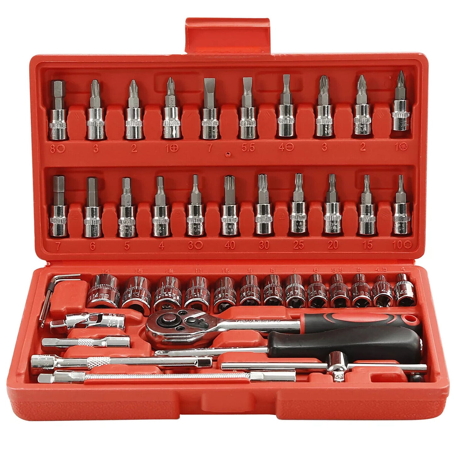 Must-Have Mechanic Tool Set, Durable Chrome Vanadium Steel, Portable Tool Box, Essential Auto & Home Repair Kit, Quick Release & Comfort Grip