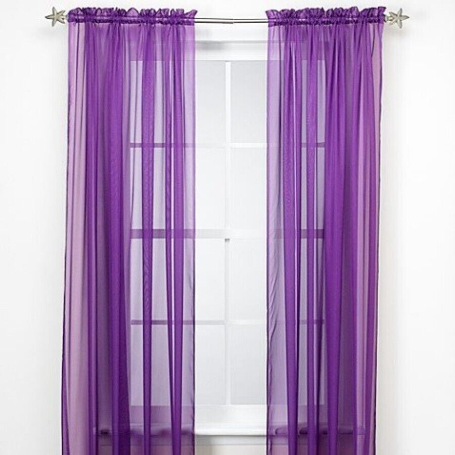 2 Piece Sheer Voile Window Elegance Curtains Drape Treatment 63, 84 Length