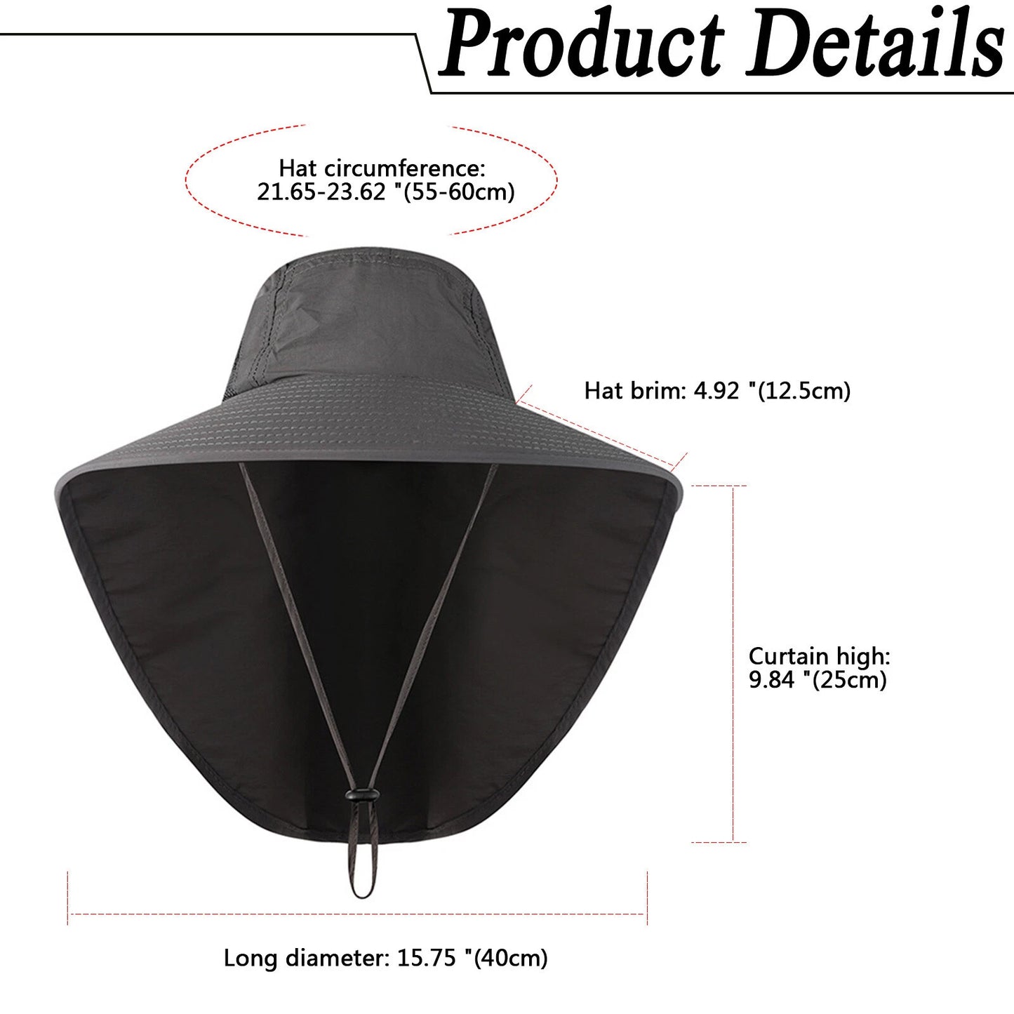 Wide Brim Sun Hat with Neck Flap UV Protection Hiking Fishing Cap Men Women US