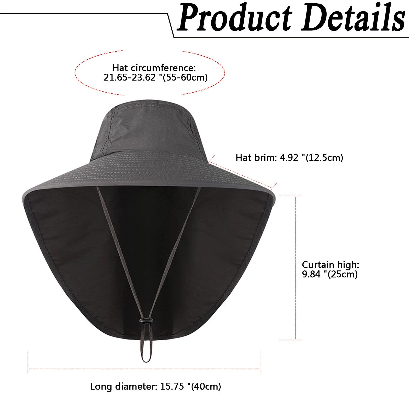 Wide Brim Sun Hat with Neck Flap UV Protection Hiking Fishing Cap Men Women US