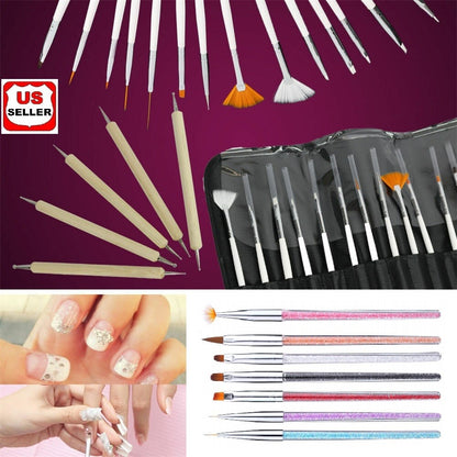 27 Pcs Nail Art Gel Design Pen Painting Polish Brush Dotting Drawing Tools Set
