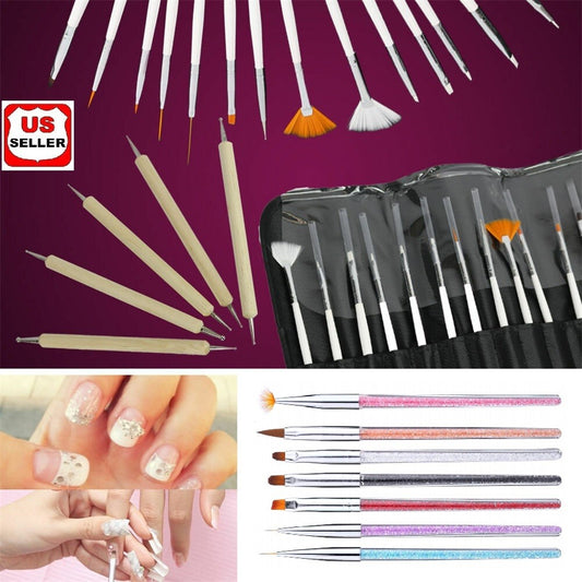 27 Pcs Nail Art Gel Design Pen Painting Polish Brush Dotting Drawing Tools Set