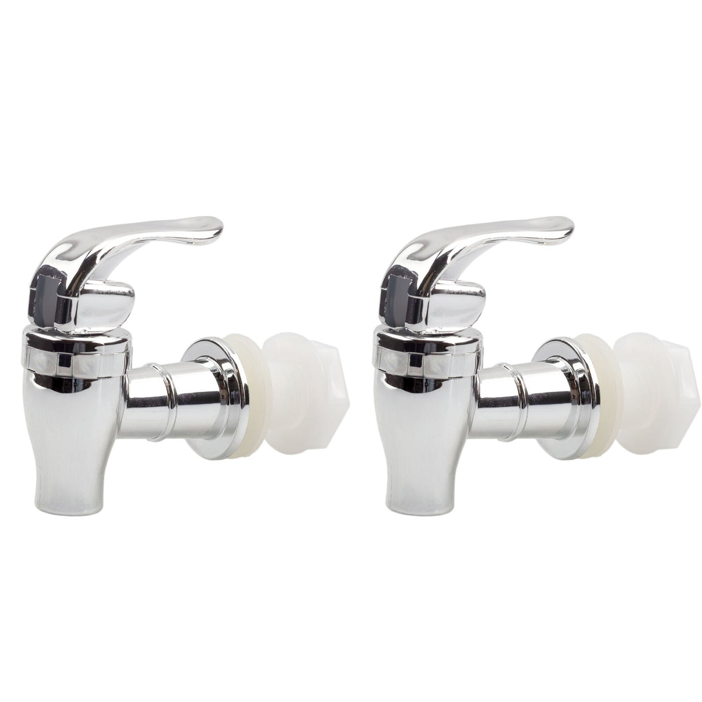 Beverage Dispenser Spigot 2-Pack – Push Style Chrome Tap for Drink Dispensers, Hands-Free Lock, Easy Install, Food-Grade Plastic for Party & Home Use