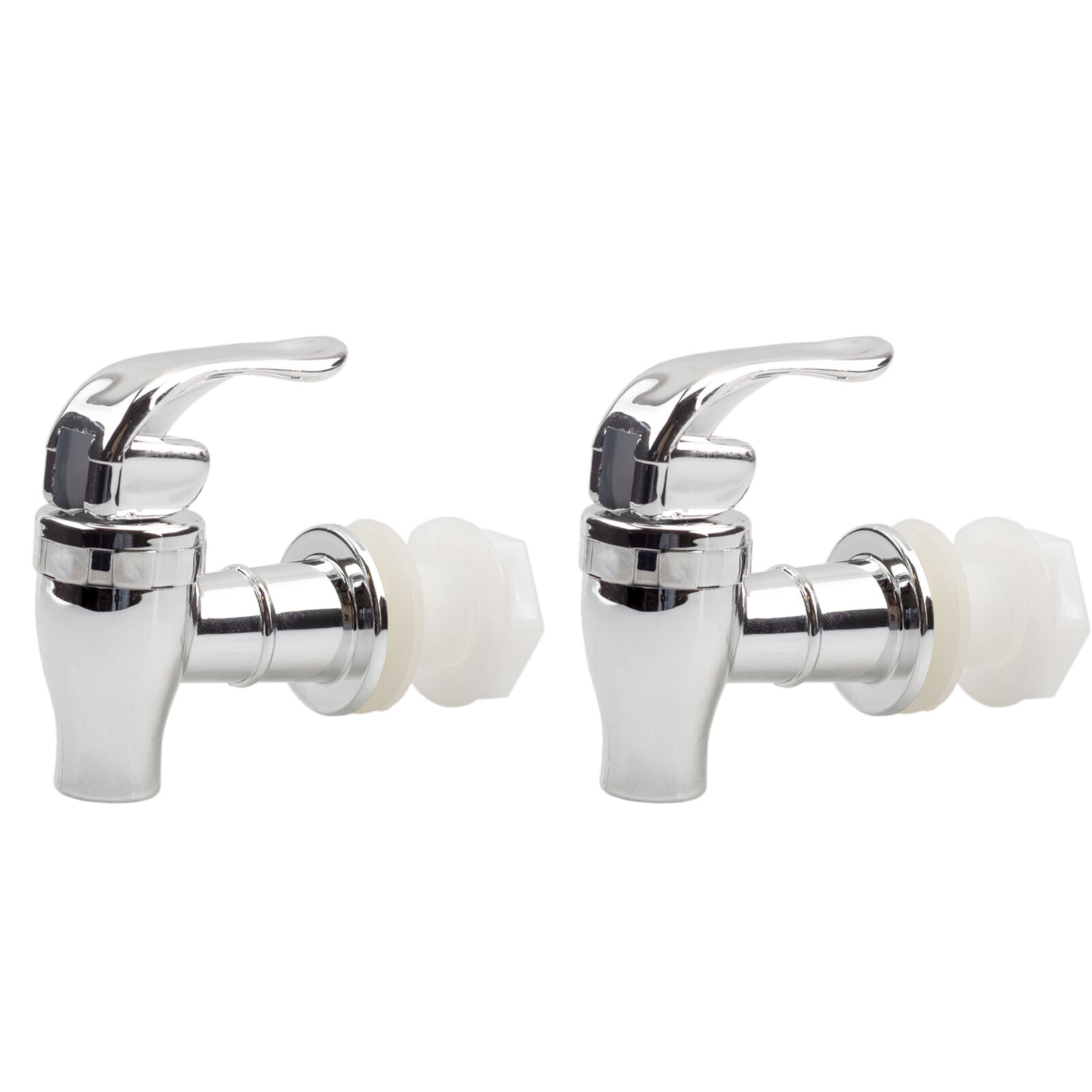 Beverage Dispenser Spigot 2-Pack – Push Style Chrome Tap for Drink Dispensers, Hands-Free Lock, Easy Install, Food-Grade Plastic for Party & Home Use