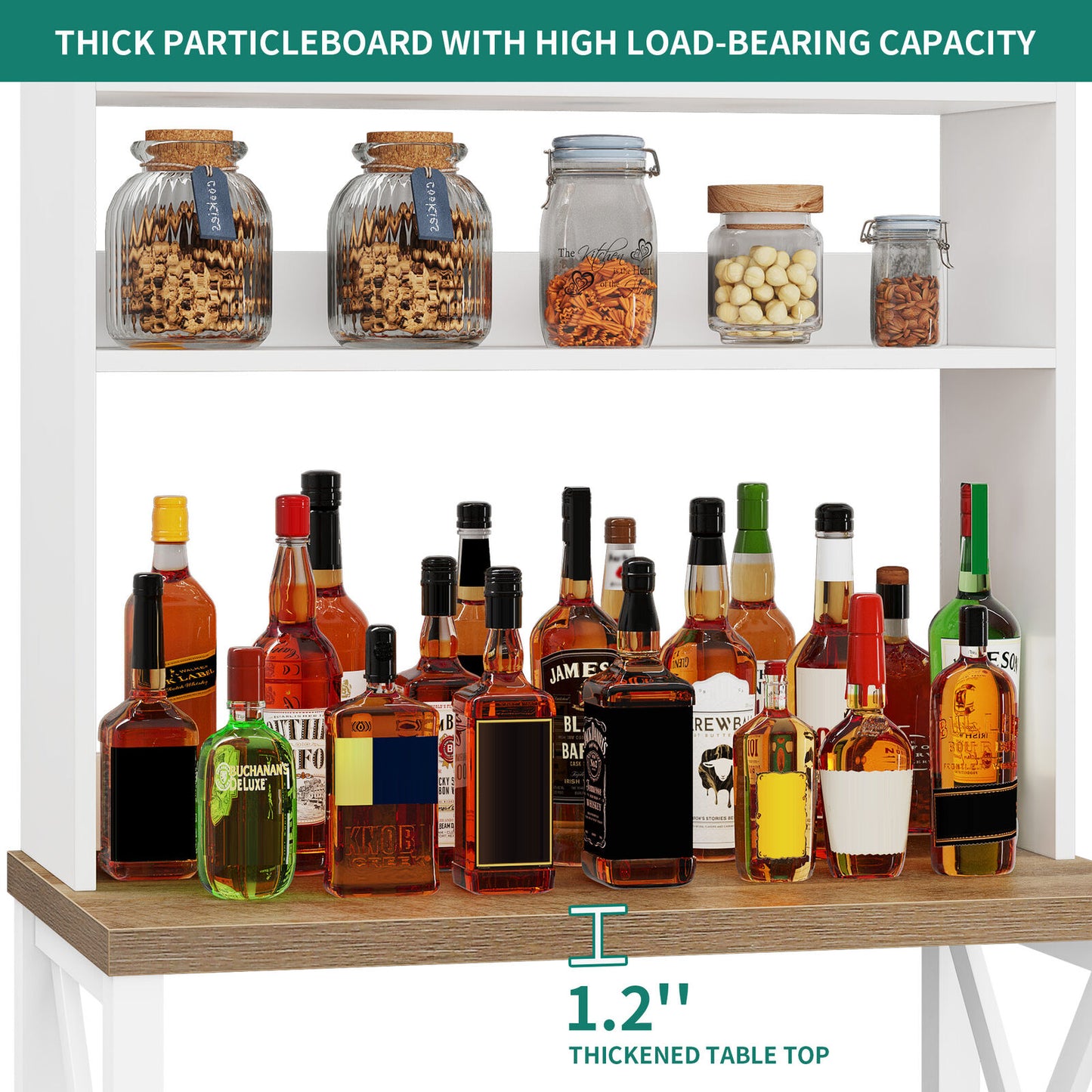 Kitchen Bakers Rack with Power Outlets & USB, 5-Tier Storage Shelves, Coffee Bar Cabinet, Microwave Stand, Utility Organizer for Kitchen & Dining Room