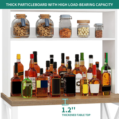 Kitchen Bakers Rack with Power Outlets & USB, 5-Tier Storage Shelves, Coffee Bar Cabinet, Microwave Stand, Utility Organizer for Kitchen & Dining Room