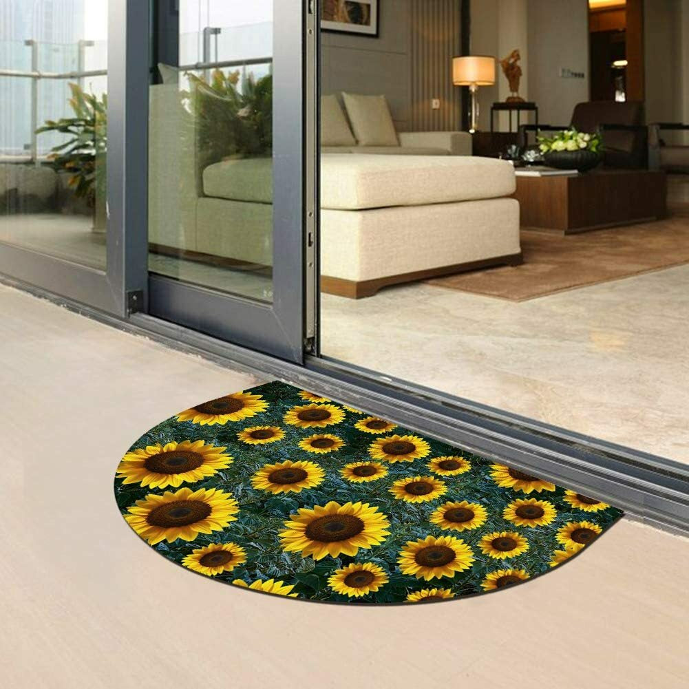 Half round Rubber Door Mat, Decorative Indoor Outdoor Non Slip Front Door Mat