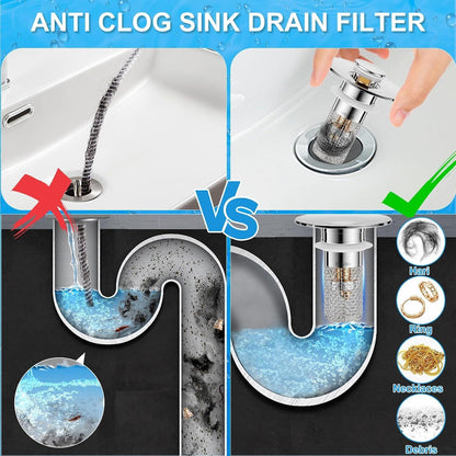 Effortless Drain Protection: Universal Bathroom Sink Stopper & Hair Catcher Strainer