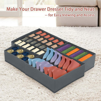 4 Pcs Underwear Organizer Foldable Closet Tie Bra Cabinet Drawer Dresser Storage