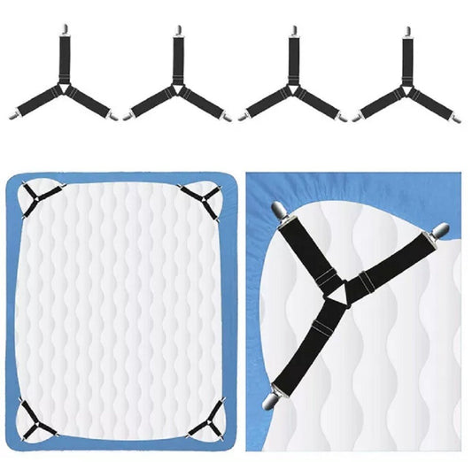 4-Pack Bed Sheet Holder Straps – Adjustable Fitted Sheet Clips & Corner Grippers