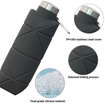 Collapsible Water Bottle,Bpa Free Silicone Reusable Foldable Travel Water Bottle