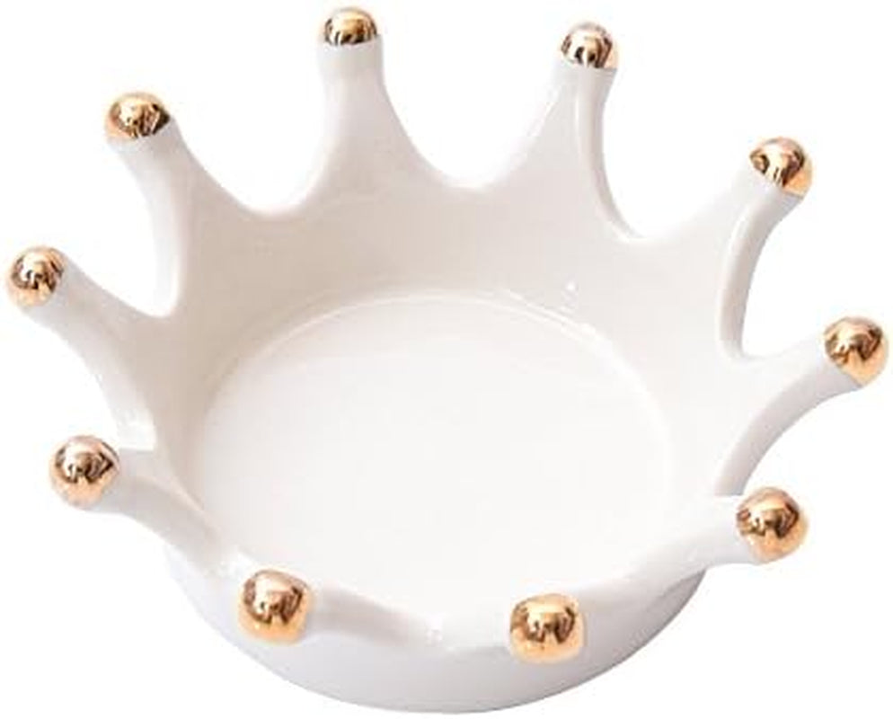 open crown ring holder Royal Ceramic Gold-Crown Ring Holder Jewelry Dish Tray,Ring Dish Jewelry Stand Gift Organiser Racks Smooth Decorative