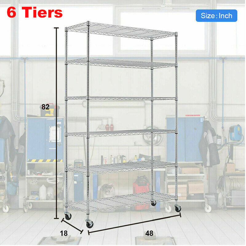 Wire Shelving Unit - Heavy-Duty Storage Shelves, Adjustable Metal Rack for Garage, Kitchen, Closet - 48"x18"x78", 500lb Capacity, Easy Assembly