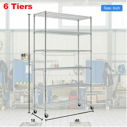 Wire Shelving Unit - Heavy-Duty Storage Shelves, Adjustable Metal Rack for Garage, Kitchen, Closet - 48"x18"x78", 500lb Capacity, Easy Assembly