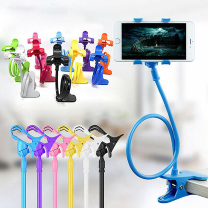 Universal Gooseneck Phone Holder - Flexible 360° Bed, Desk, or Table Clip Stand for Hands-Free Movies, Videos, & Music, Adjustable & Durable Design