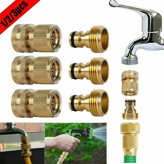 Quick Connect Brass Garden Hose Set 3/4" – Leak-Free, Durable & Easy to Use – Universal Fit for Hose, Spigot & Nozzle – Fast Install & Disconnect