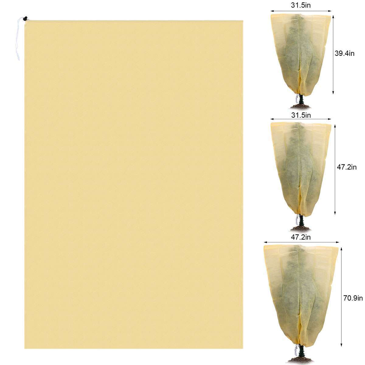 1/2/4X Reusable Plant Covers Freeze with Drawstring for Winter Frost Protection
