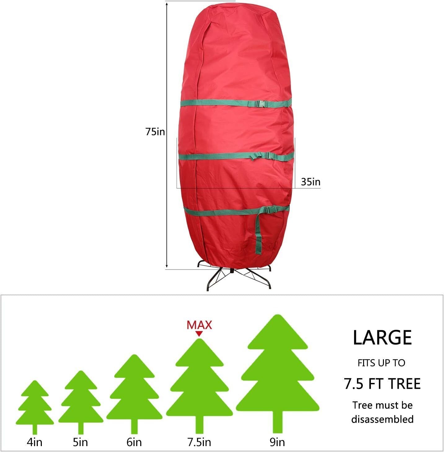 Christmas Tree Storage Bag 6FT 7.5 FT Upright Heavy Duty with Zipper and Handles