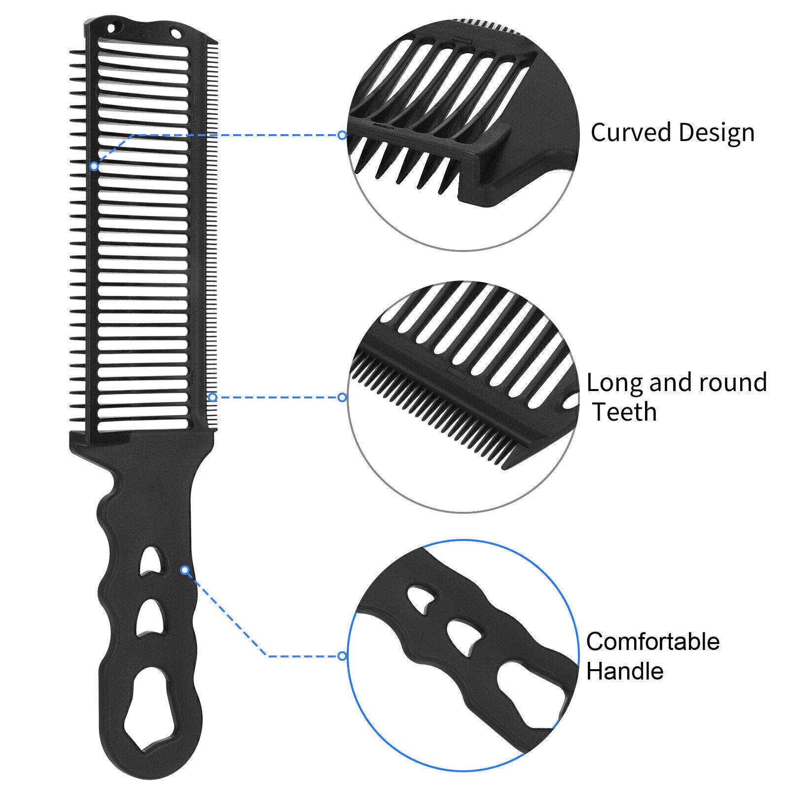 Curved Barber Clipper Comb - 2PCS Hair Cutting Comb for Fades, Flat Tops & Short Styles, Ergonomic Design, Flexible Haircare Lightweight Heatless