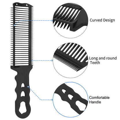 Curved Barber Clipper Comb - 2PCS Hair Cutting Comb for Fades, Flat Tops & Short Styles, Ergonomic Design, Flexible Haircare Lightweight Heatless