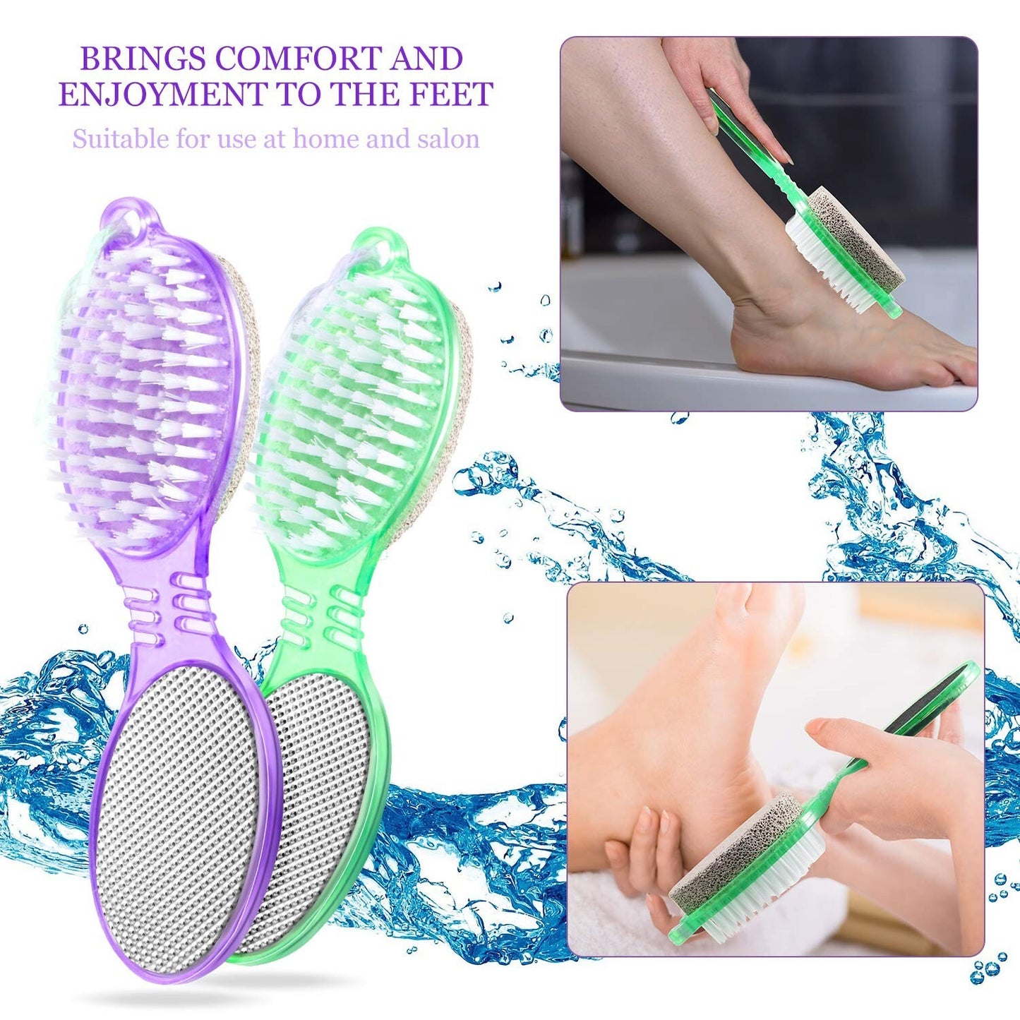 2 Pack Pedicure Paddle Kit 4 in 1 Tool with Pumice Stone for Feet Hand Toe Nail