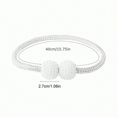 2Pcs Curtain Tiebacks Holdbacks Magnetic Buckle Woven Tie Hold Back Clips Rope