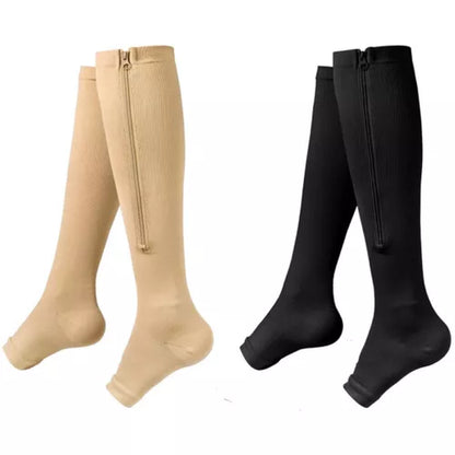 tame impala leg warmers Zipper Medical Compression Support Socks Knee High Open Toe Compression Socks Zip-Up Open Comfort Fit Womenswear Breathable