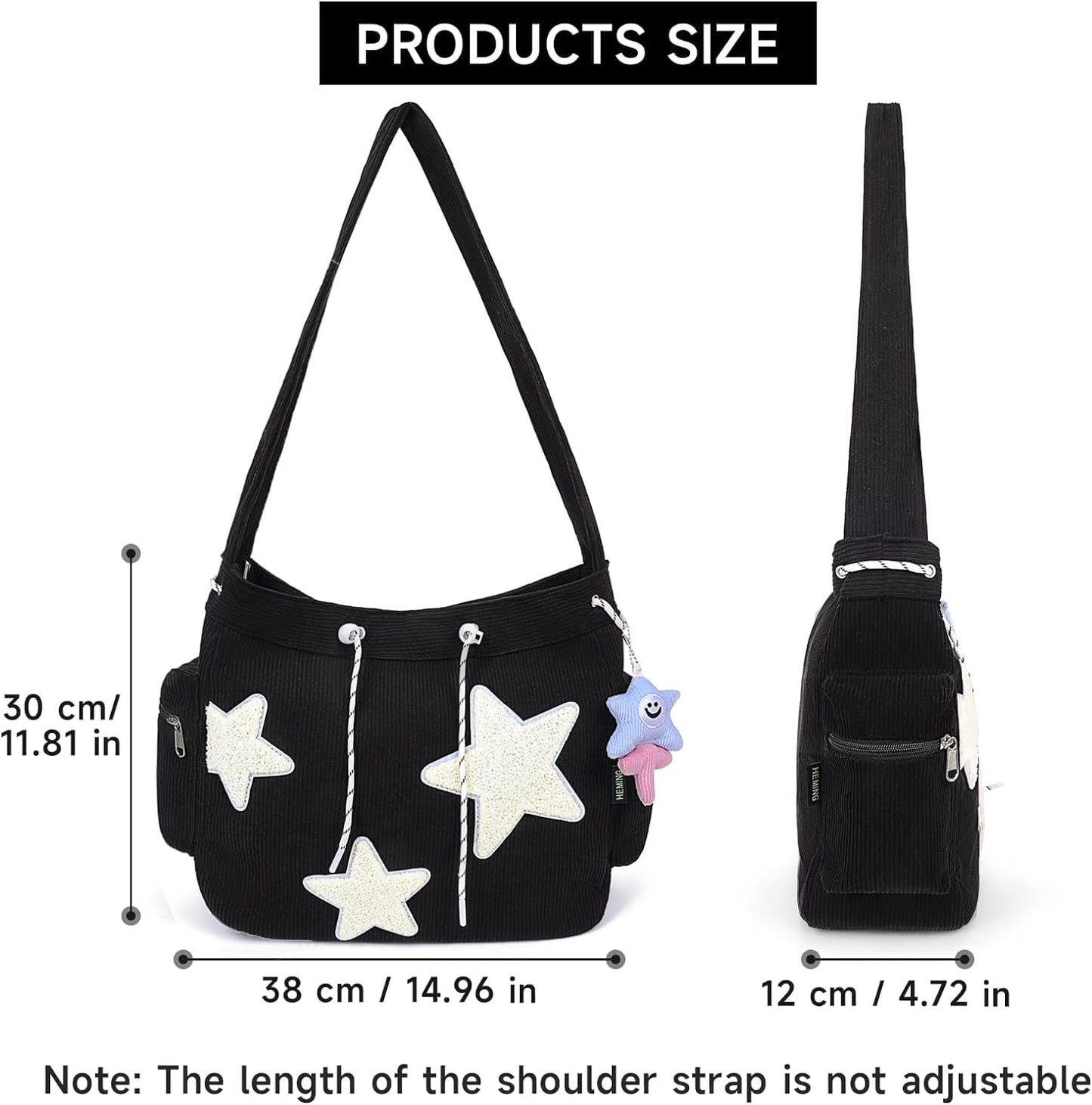 Tote Bag Hobo Bag Cute Messenger Bag, Aesthetic Crossbody Bag, Y2K Star Grunge Bag Emo Shoulder To