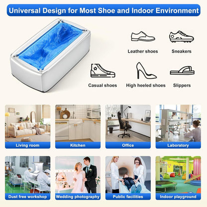 Shoe Dispenser Shoes Cover Dispenser with 200Pcs Disposable Covers, Automatic Silver