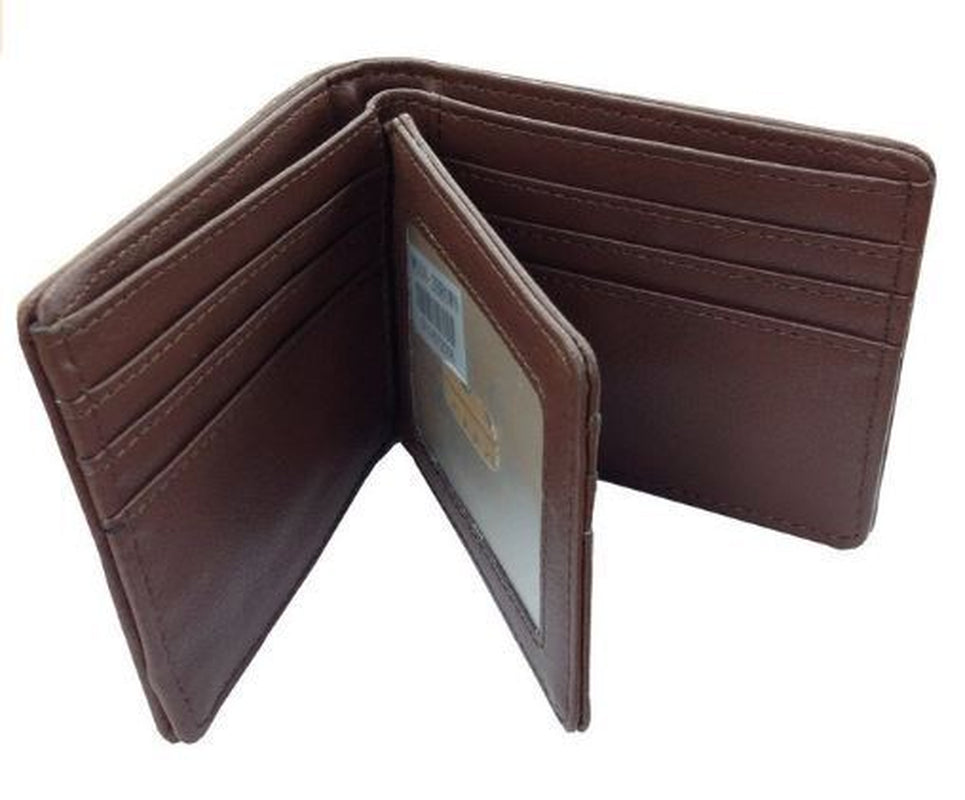 Mens Bifold Wallet with 10 Card Slots, ID Slot & Cash Pockets - Western Style, High-Quality Leather, Compact 4.5”x3.5” - Long Horn Design