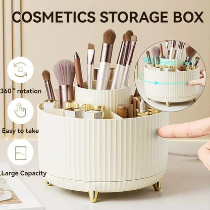 Large Capacity Makeup Brush Holder 5 Slot 360° Rotate Makeup Brush Holder Organizer Cup for Cosmetics Vanity Desktop