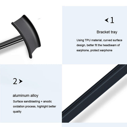 Headphone Stand Headset Holder Rack with Aluminium Supporting Bar Flexible ABS