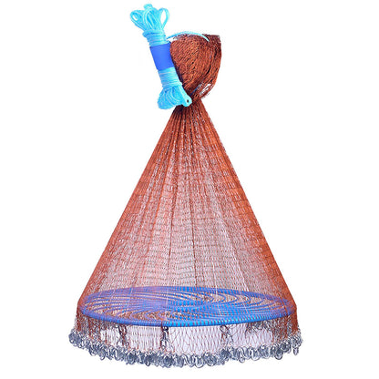 Easy Throw Fishing Cast Net, Durable Nylon Mesh with Aluminum Ring & Zinc Sinkers, Long Rope for Bait & Fish Catching Success!