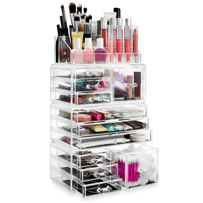 Large Acrylic Cosmetic Makeup Organizer Jewelry Drawer Storage Box Display Case