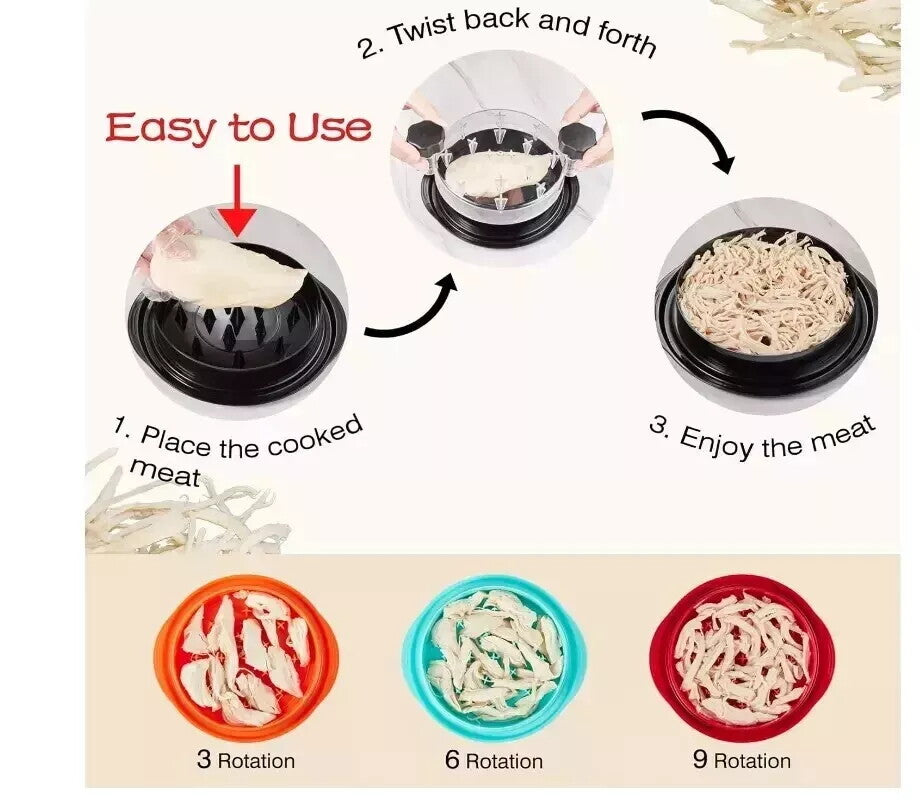 Large Chicken Shredder Tool Twist Meat Shredding Machine Handles Non-Slip No BPA