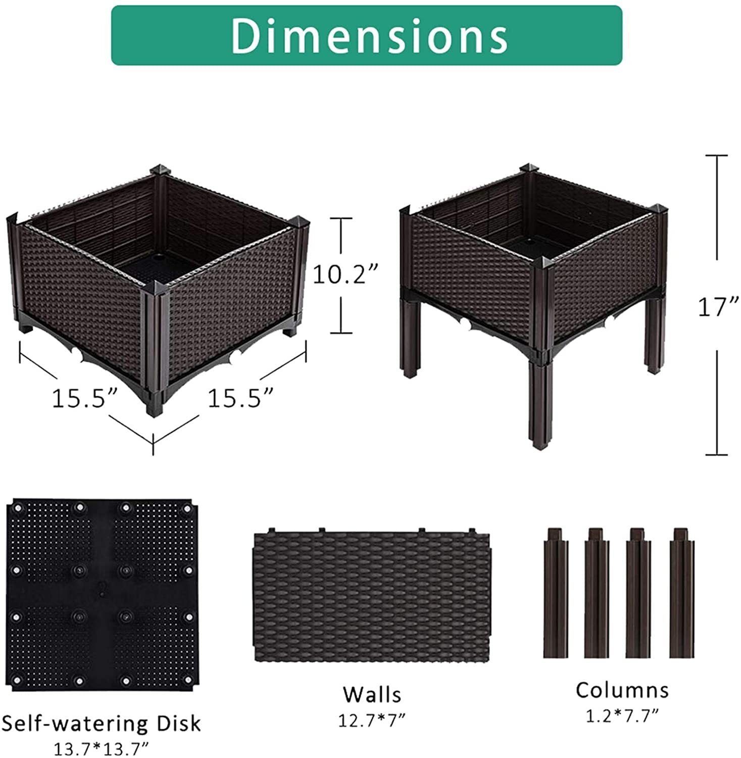 2X Elevated Rectangular Raised Garden Bed Flower Vegetable Grow Planter Care Box