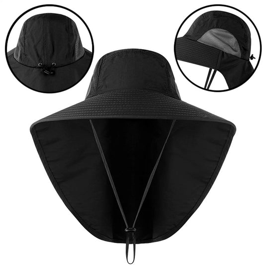 Wide Brim Sun Hat with Neck Flap UV Protection Hiking Fishing Cap Men Women US
