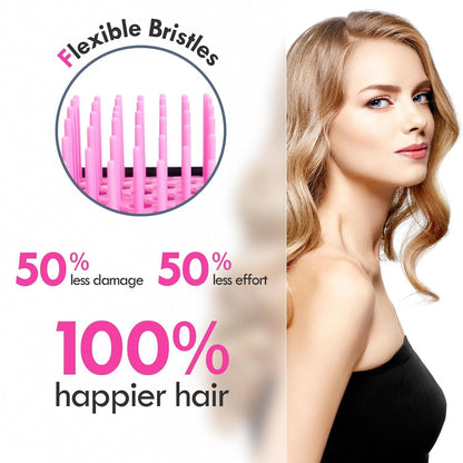 Soft Bristle Detangling Hair Brush Pack 2 Pack Detangler Cherry Blossom+Black