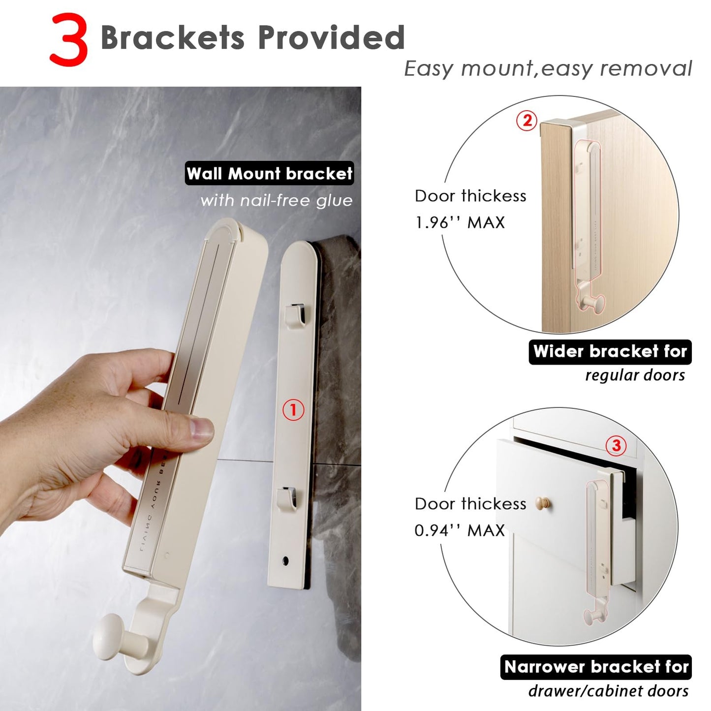 Folding Clothes Drying Rack with 3 Brackets for over the Door and Wall Mount,...