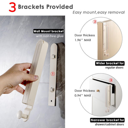 Folding Clothes Drying Rack with 3 Brackets for over the Door and Wall Mount,...