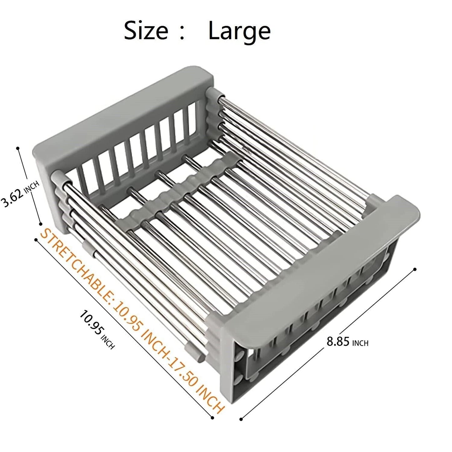 Adjustable Kitchen Sink Dish Drying Rack | Stainless Steel Drain Strainer Basket for Bowls, Dishes Utensils | Durable & Easy to Clean Organiser Design