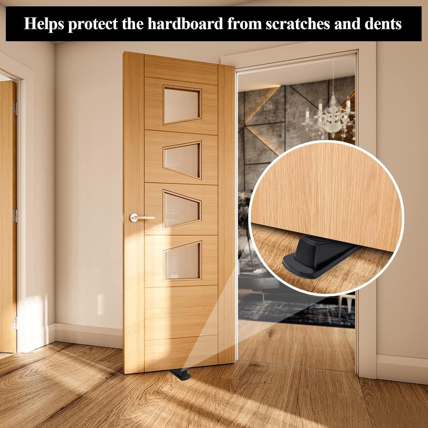 4 Pack Door Stoppers for Bottom of Door, Rubber Door Stopper Wedge