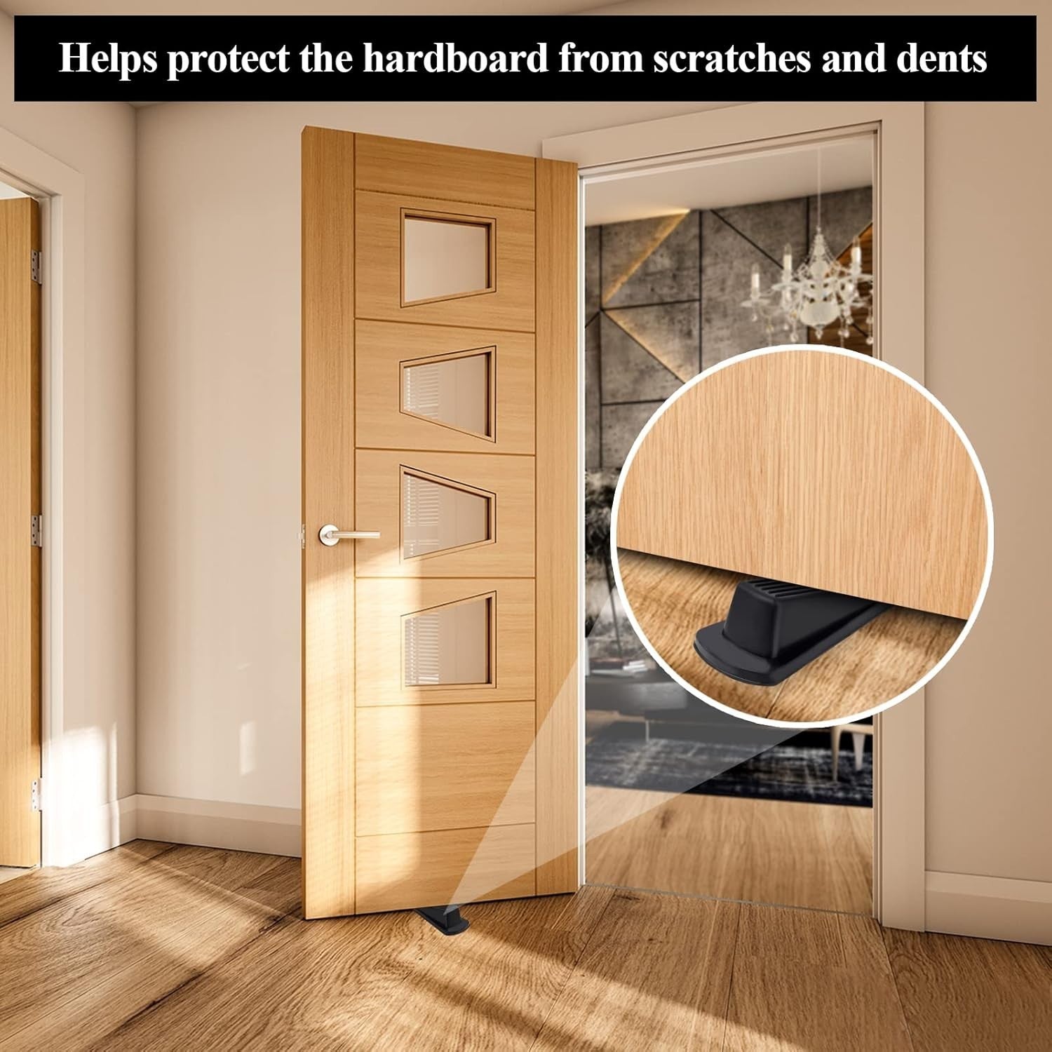 4 Pack Door Stoppers for Bottom of Door, Rubber Door Stopper Wedge
