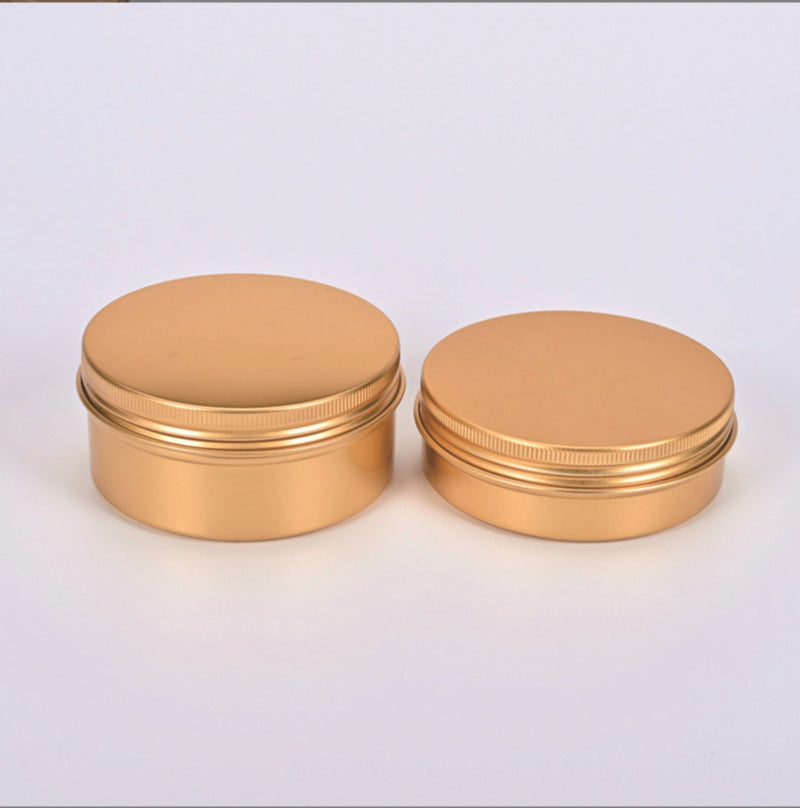 jewelry jar Gold Aluminum Tin Containers - 2oz Screw-Top Leak-Proof Jars for Lip Balm, Candles & Cosmetics (24-Pack)