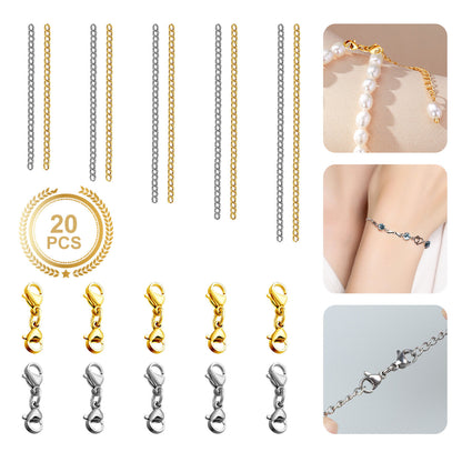 Necklace Chain with Double Lobster Clasp Connector Extender for Jewelry Bracelet