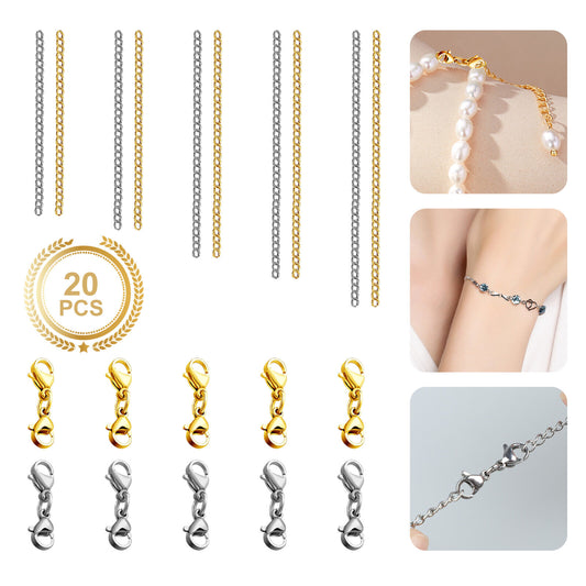 Necklace Chain with Double Lobster Clasp Connector Extender for Jewelry Bracelet
