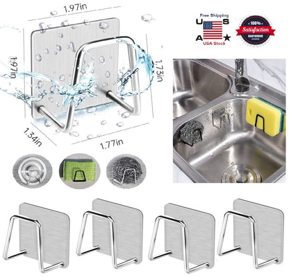 4Pcs Stainless Steel Adhesive Sponge Holder Sink Caddy for Kitchen Accessories