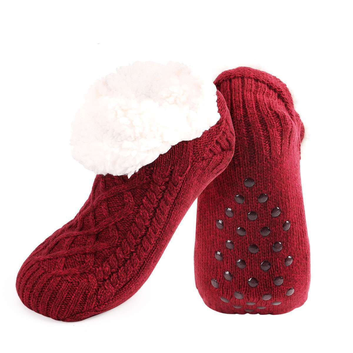 Non-Slip Women’s Fuzzy Slipper Socks – Warm Plush Knit Winter Socks Comfort Womenswear Chic Comfortable Elegance Fleece Suit Thick Basic Minimalist