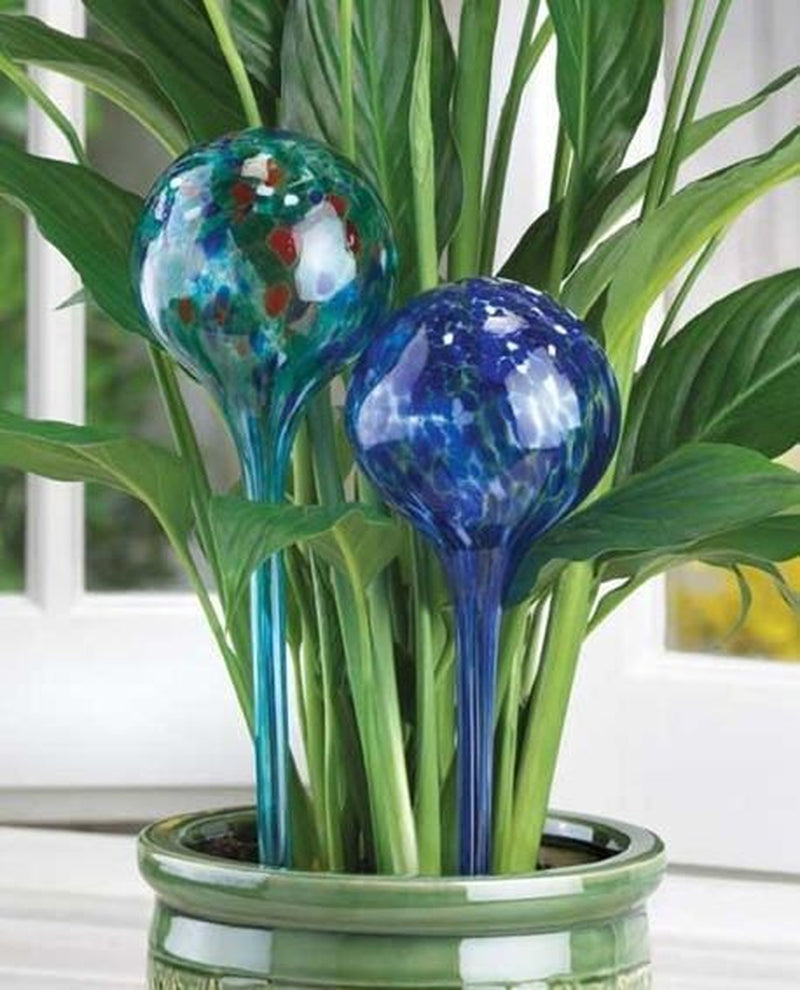 Aqua Globes Automatic Glass Plant Watering Self-Watering System for Up to 2 Weeks Perfect for Vacations, Hand-Blown Decorative Design, Indoor Outdoor